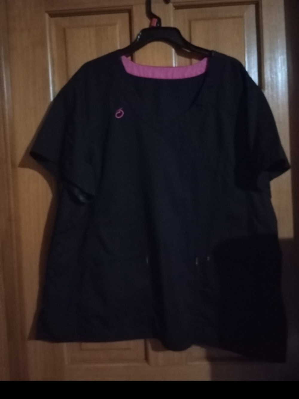Scrubstar Black Tunic with Pink Trim